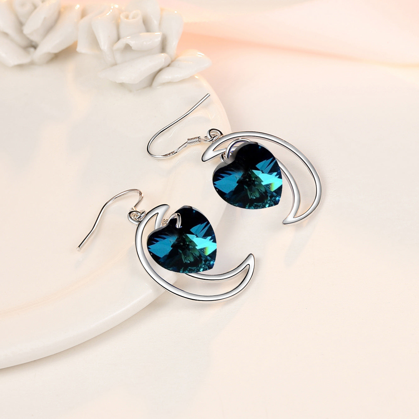 HuiSept Silver Earrings 925 Jewelry Heart-shape