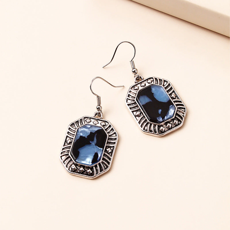 Women's Fashion Trendy Blue Gemstone Alloy Earrings