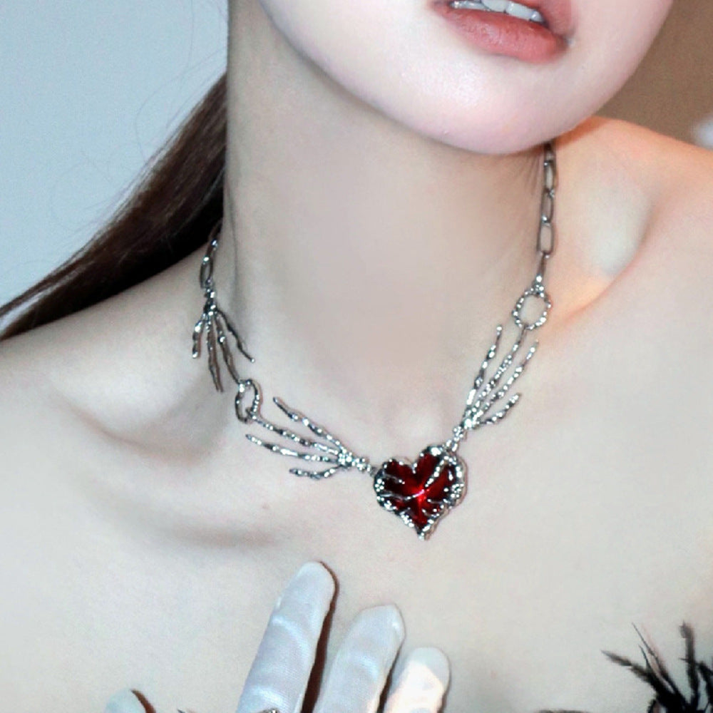 Personalized Punk Dark Red Love Pendant Necklace